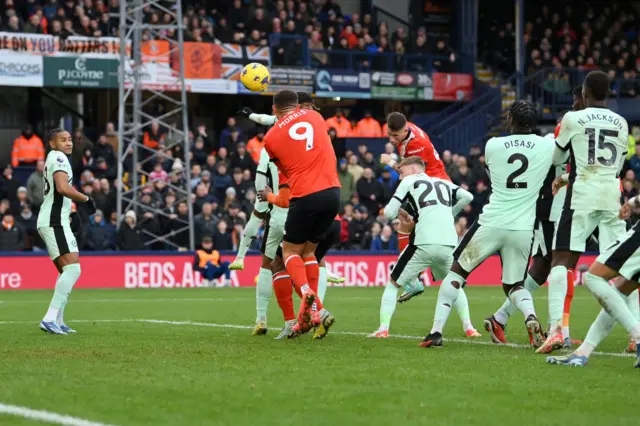 Ross Barley scores from a corner for Luton