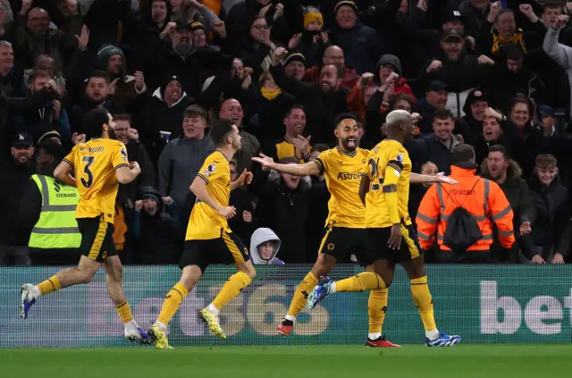 Matheus Cunha celebrates