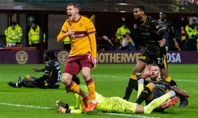 Blair Spittal celebrates opening the scoring for Motherwell