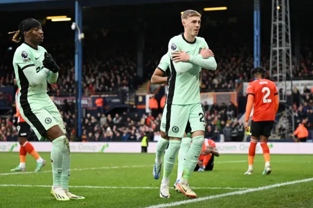 Chelsea's Cole Palmer celebrates scoring his second goal