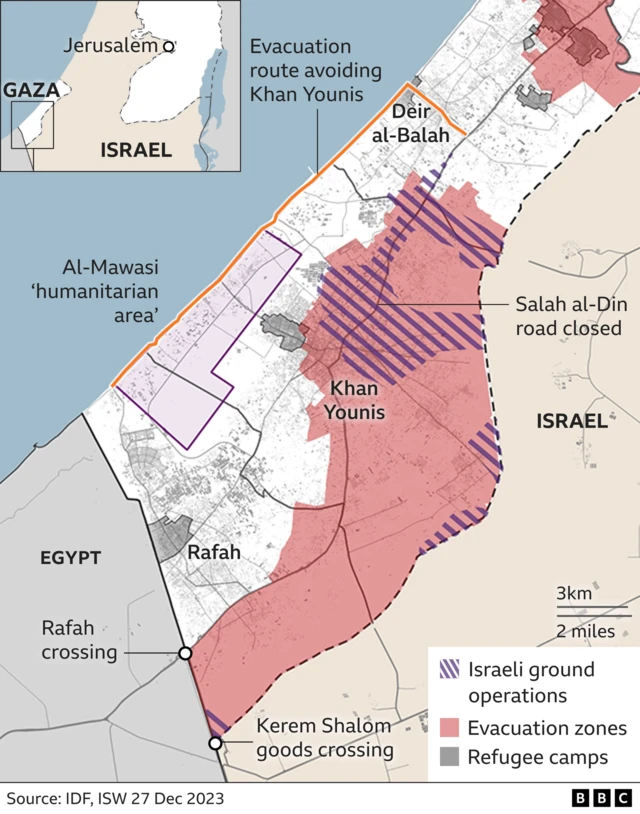 Map showing southern Gaza