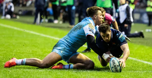 Matt Currie scores in the corner for Edinburgh