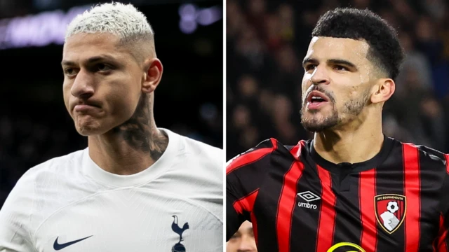 Tottenham's Richarlison and Bournemouth Dominic Solanke