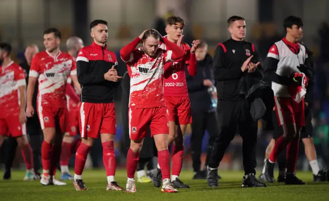 Ramsgate players look dejected after their defeat at AFC Wimbledon