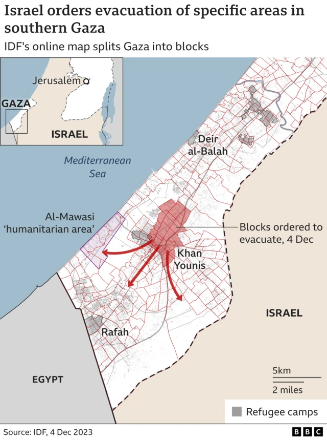 Israel evacuation blocks map