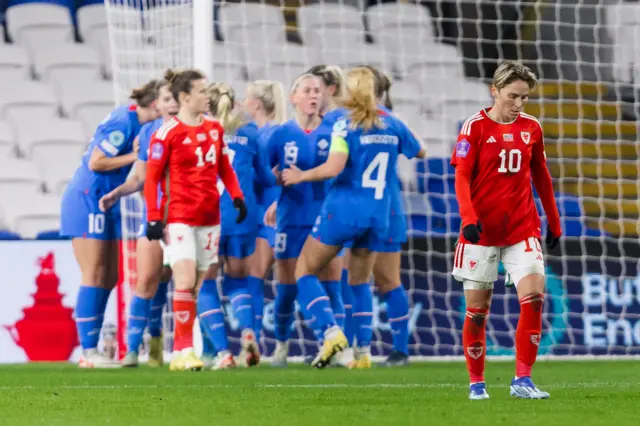 Iceland players celebrate in Cardiff