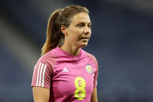 Scotland captain Rachel Corsie in traning at Hampden Park.