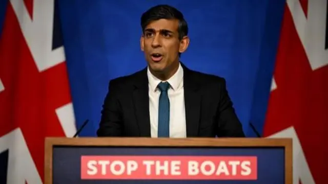 Rishi Sunak speaking at press conference after Supreme Court ruling on 15 November