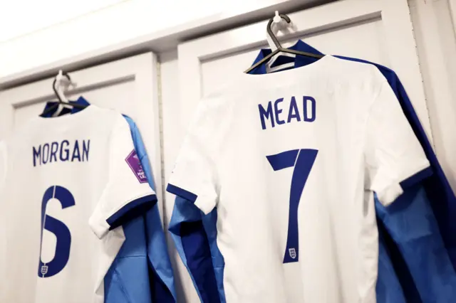 Mead and Morgan's shirts hang ready in the dressing room.