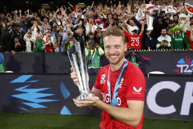 Jos Buttler with the 2022 ICC T20 World Cup trophy