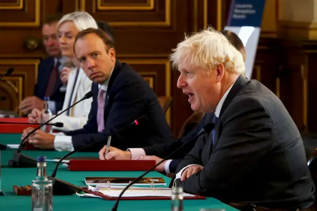 Hancock and Johnson at a meeting in September 2020