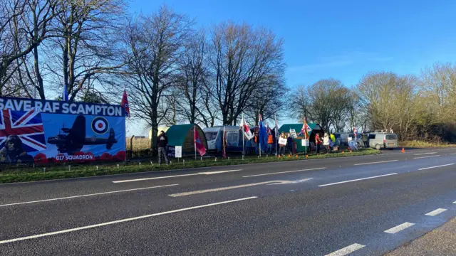 Campaigners outside RAF Scampton