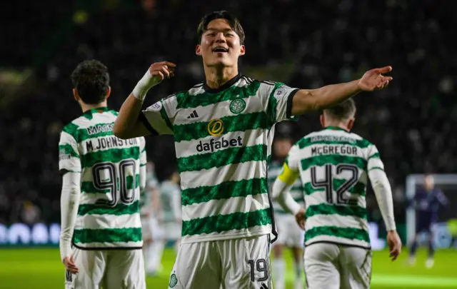 Oh Hyeon-gyu celebrates his second goal of the evening