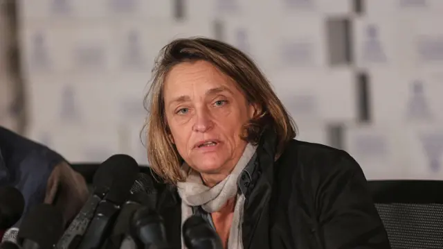 UN humanitarian affairs Coordinator Lynn Hastings speaking in Gaza in January 2023