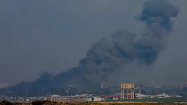 Smoke fills the sky over Gaza on Wednesday