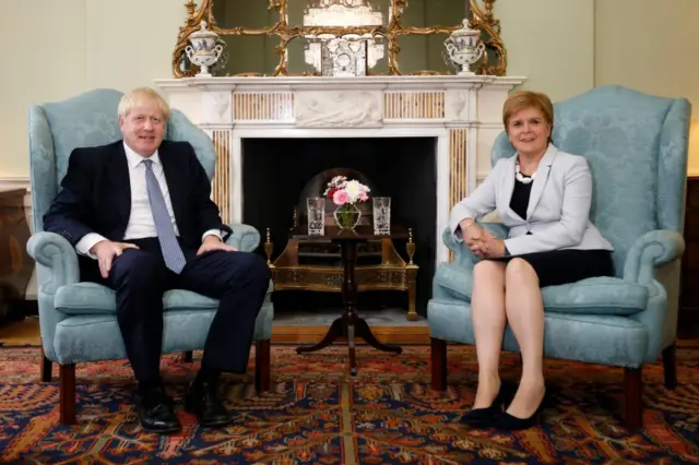 Boris Johnson and Nicola Sturgeon, then First Minister of Scotland, in July 2019 - before the pandemic