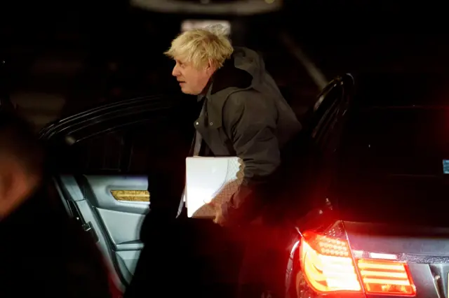 Johnson arrived at the inquiry at around 07:00