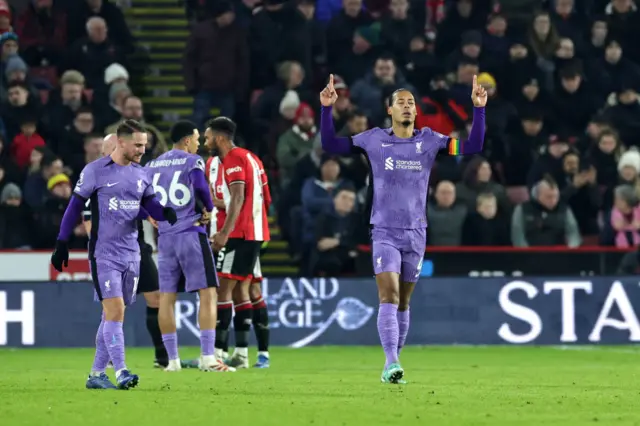 Virgil van Dijk celebrates