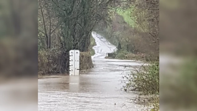 Flooding on a rural road