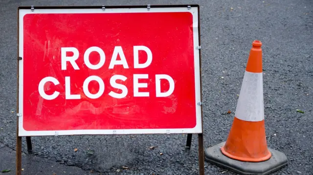 A road closed sign