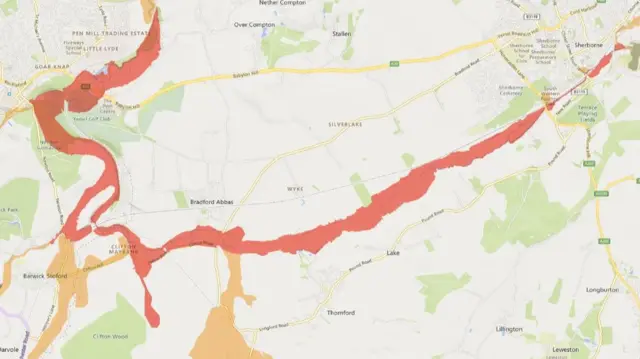 Map of areas liable to flood