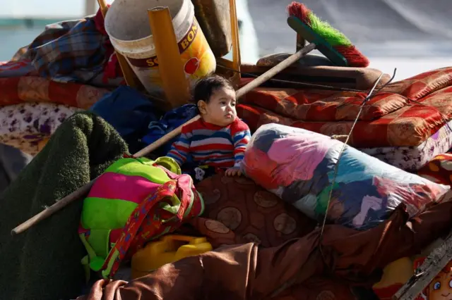 A baby at a camp in Rafah