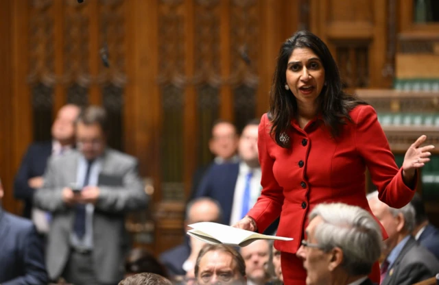 Former Home Secretary Suella Braverman delivers a personal statement to the House of Commons