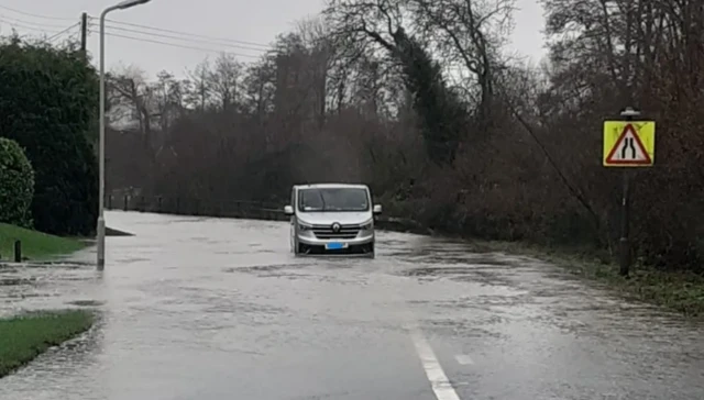 Flooding on the A358 at Donyat, Ilminster