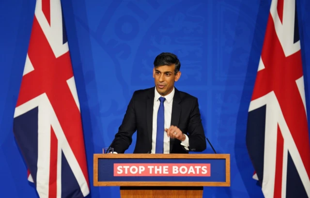 Rishi Sunak addresses press during conference at Downing Street