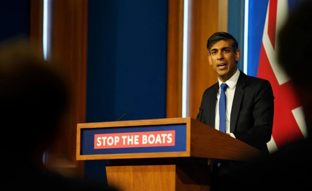 Rishi Sunak speaks to reporters in Downing Street