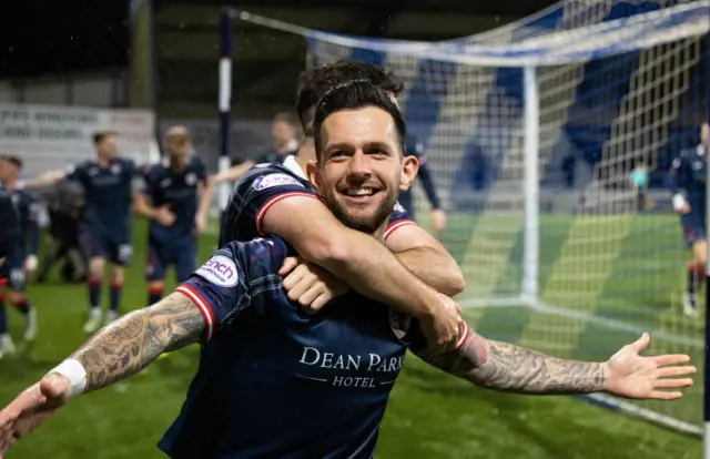 Dylan Easton celebrates Raith Rovers' second goal against Partick Thistle