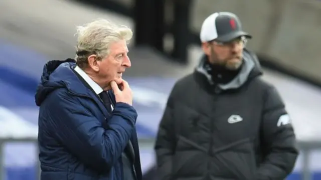 Crystal Palace manager Roy Hodgson and Liverpool's Jurgen Klopp