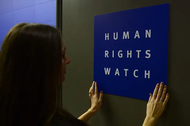 A Human Rights Watch sign