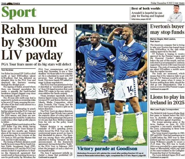 Times' main sport page