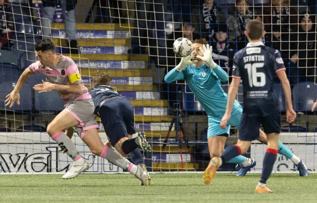 Partick Thistle's Brian Graham has a header saved