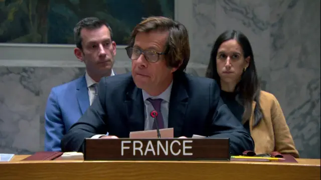 The representative for France speaking in the UN