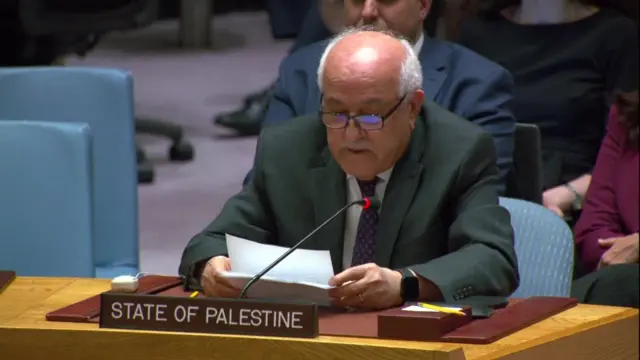 The representative for the State of Palestine speaking in the UN