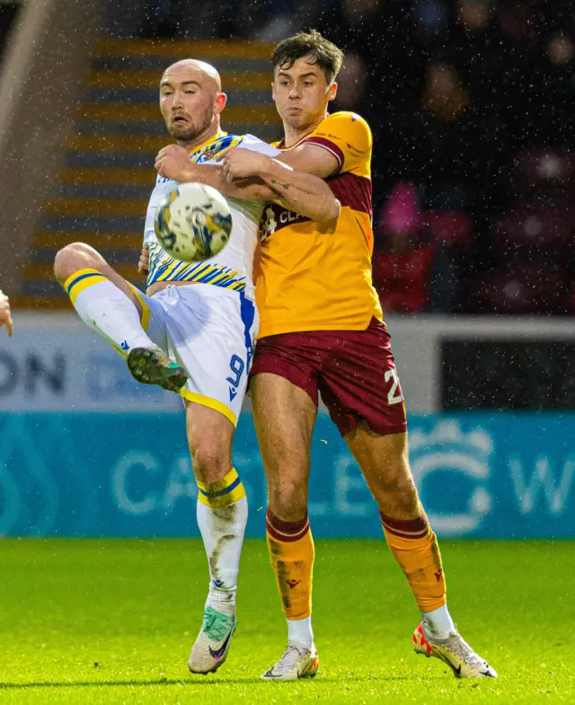 St Johnstone's Chris Kane and Motherwell's Shane Blaney