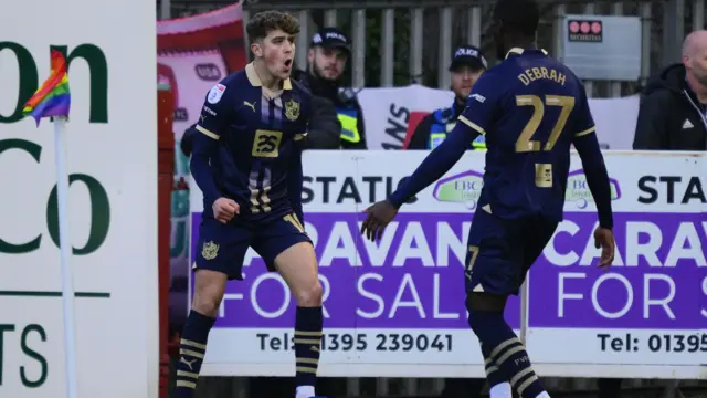 Oliver Arblaster celebrates scoring for Port Vale