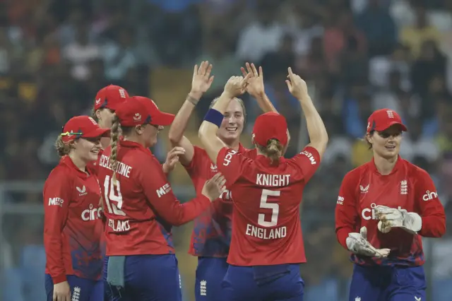 Freya Kemp celebrates a wicket