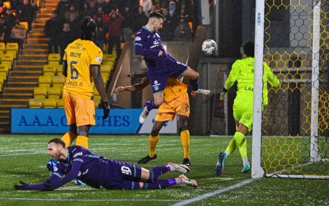 Hibernian Dylan Vente nets from an offside position against Livingston