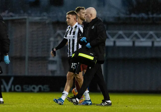 Caolan Boyd-Munce trudges off the SMiSA Stadium pitch with an injury.