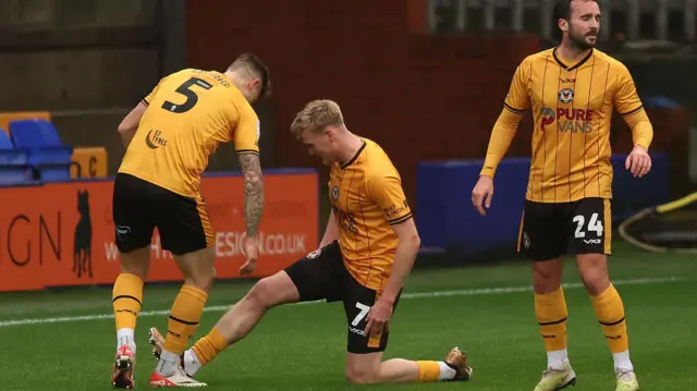 Will Evans celebrates scoring for Newport