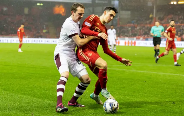 Hearts' Calem Nieuwenhof and Aberdeen's Jamie McGrath