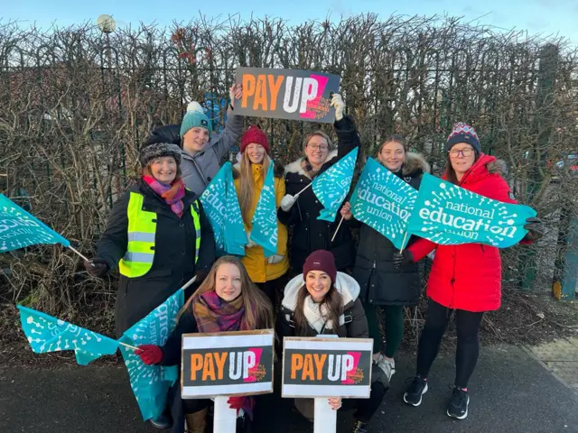 Teachers on a picket line in Scarborough