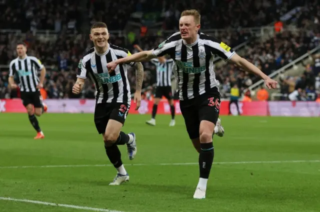 Sean Longstaff celebrates