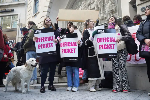 UCU members on a picket line outside the London School of Economics