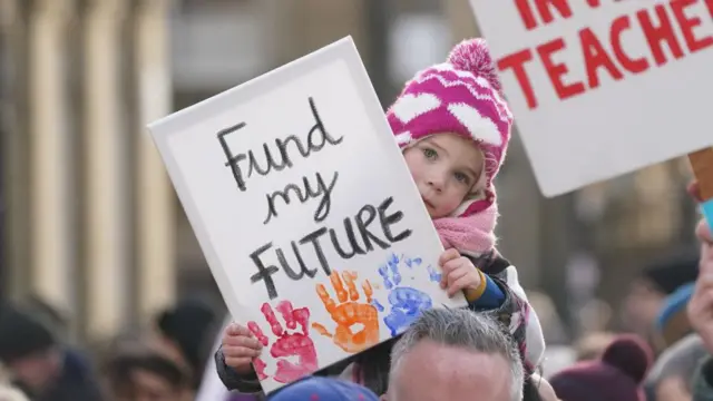 A young child on the Right to Strike march in Newcastle