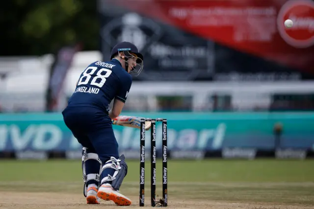 Harry Brook is dismissed in the third ODI between England and South Africa