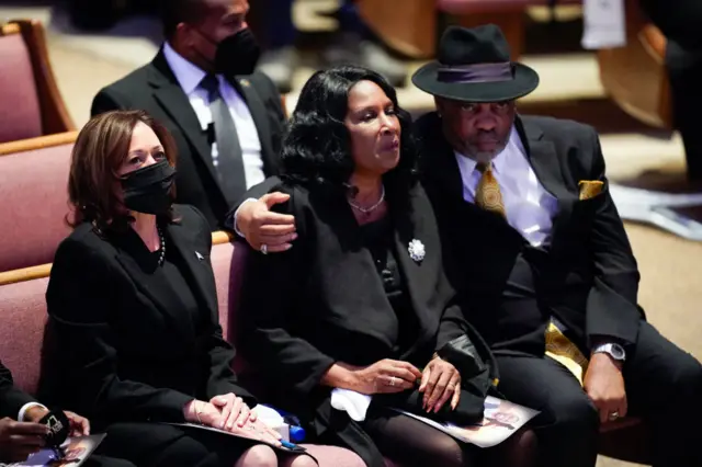 Kamala Harris sits with Tyre's mom and stepdad